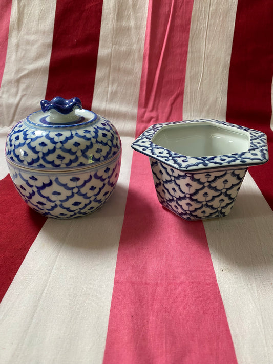 BLUE AND WHITE POTS