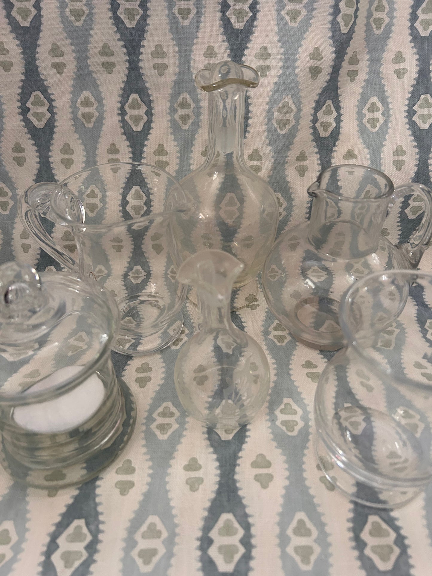 SIX GLASS JUGS/POTS