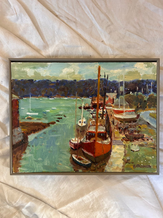 BOATS OIL PAINTING