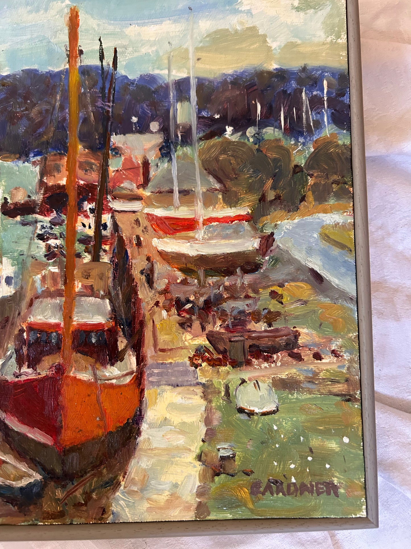 BOATS OIL PAINTING