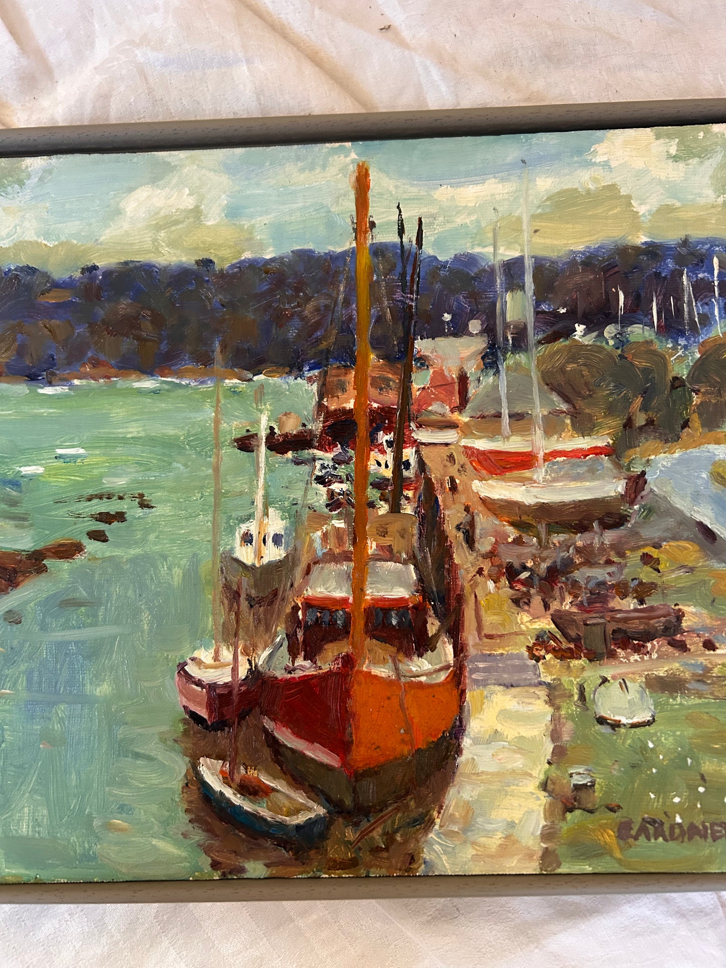 BOATS OIL PAINTING