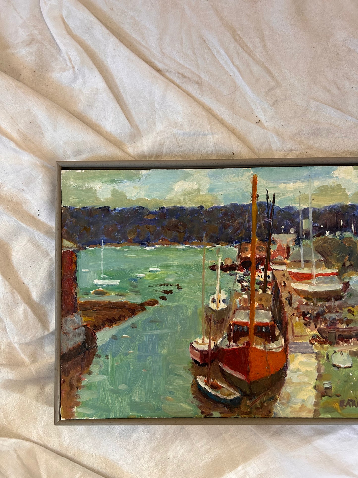 BOATS OIL PAINTING