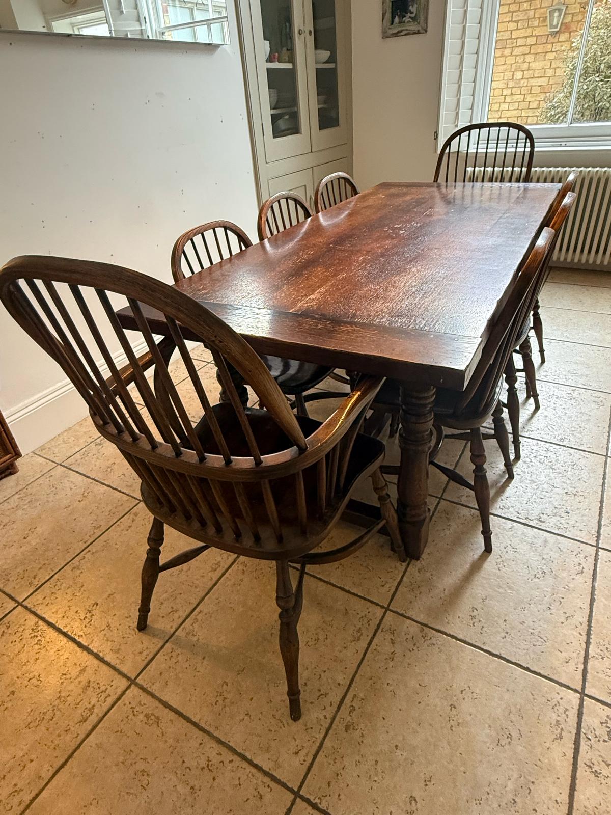 OAK TABLE AND CHAIRS