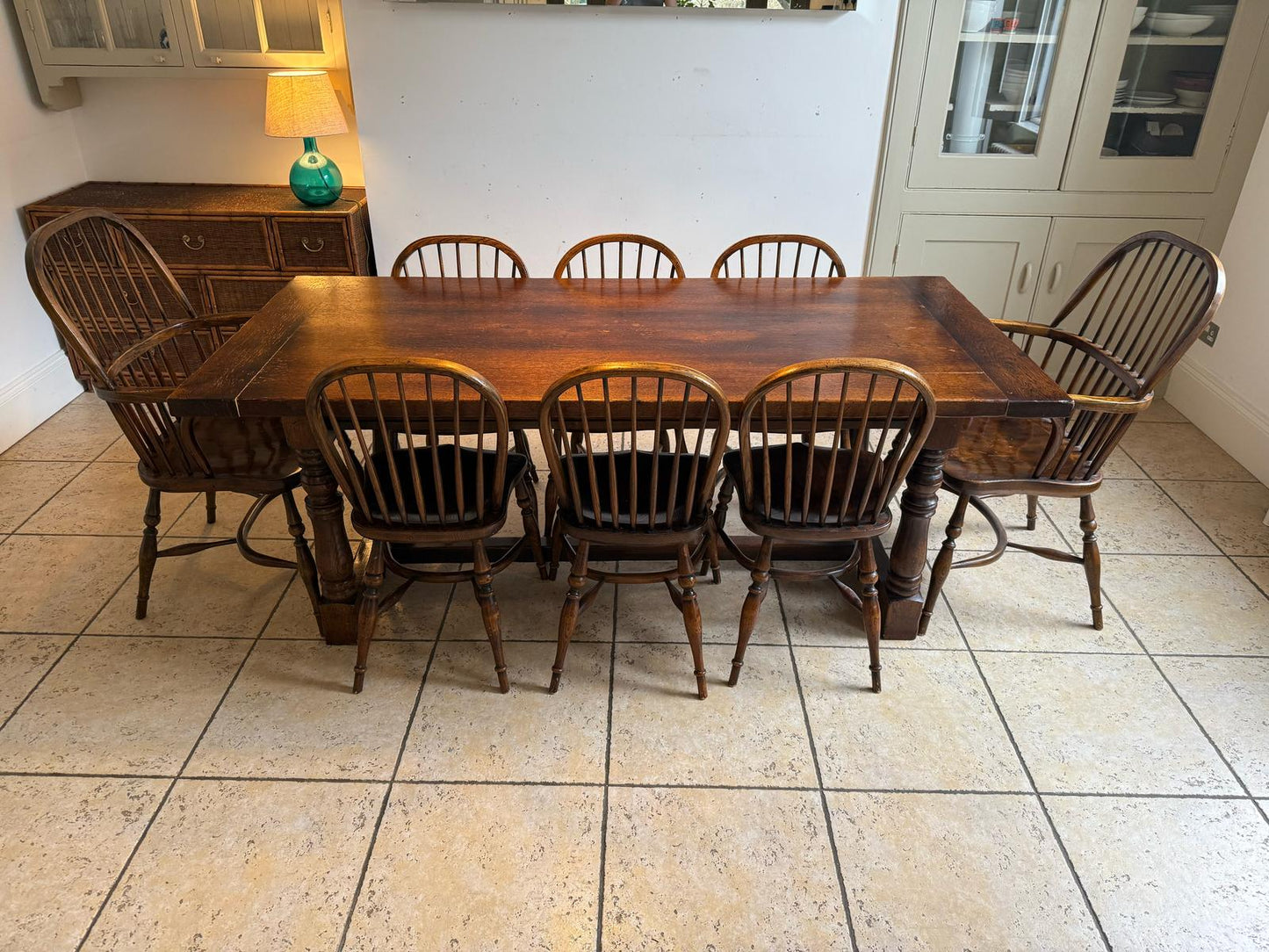 OAK TABLE AND CHAIRS