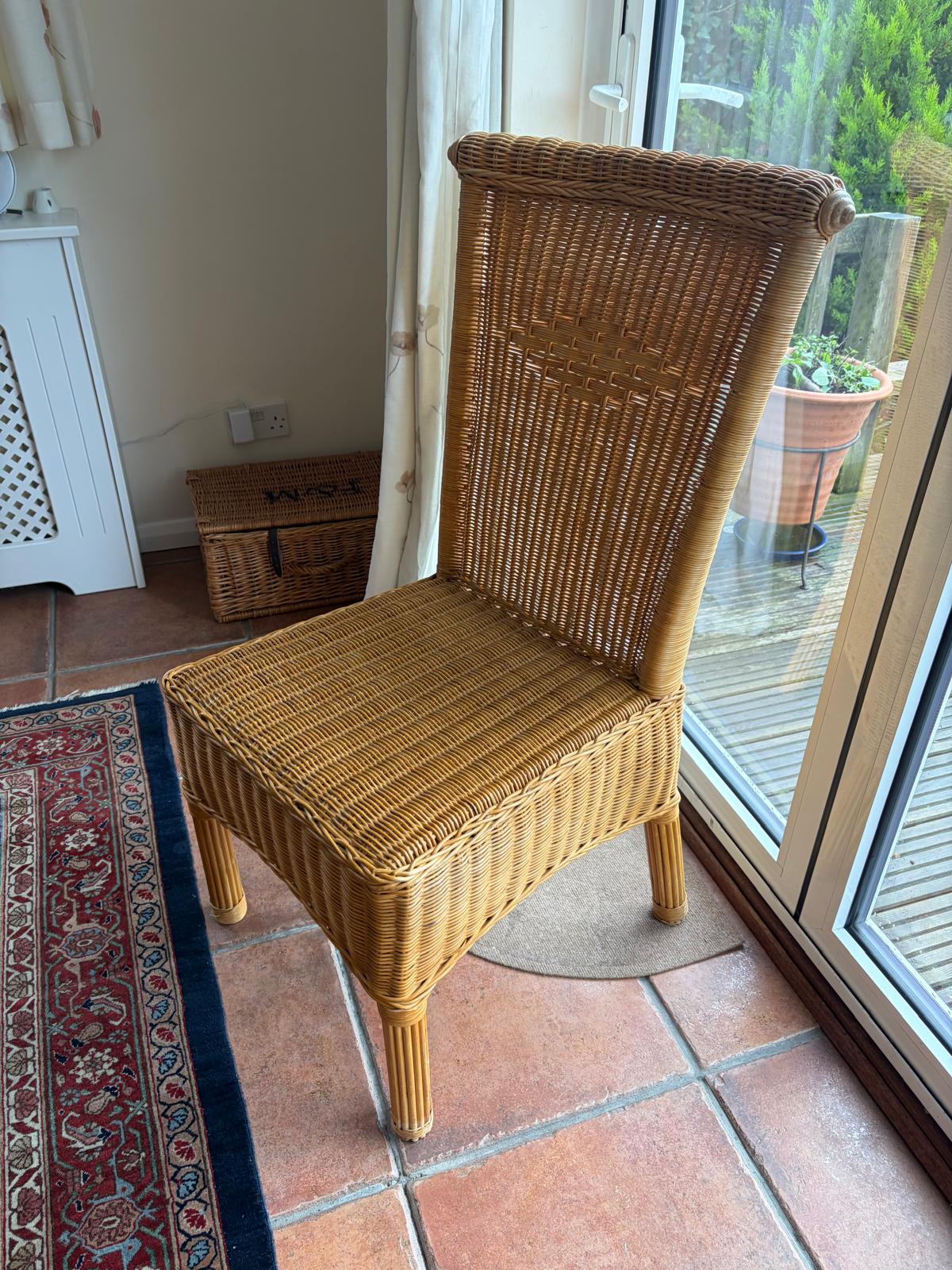 FIVE RATTAN CHAIRS