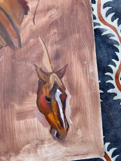 HORSES OIL ON BOARD