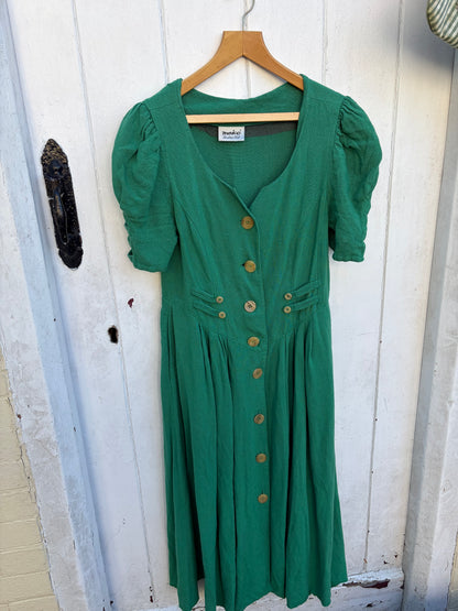 GREEN LINEN DRESS