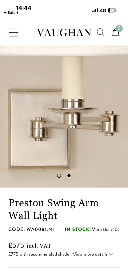 PAIR VAUGHAN WALL LAMPS
