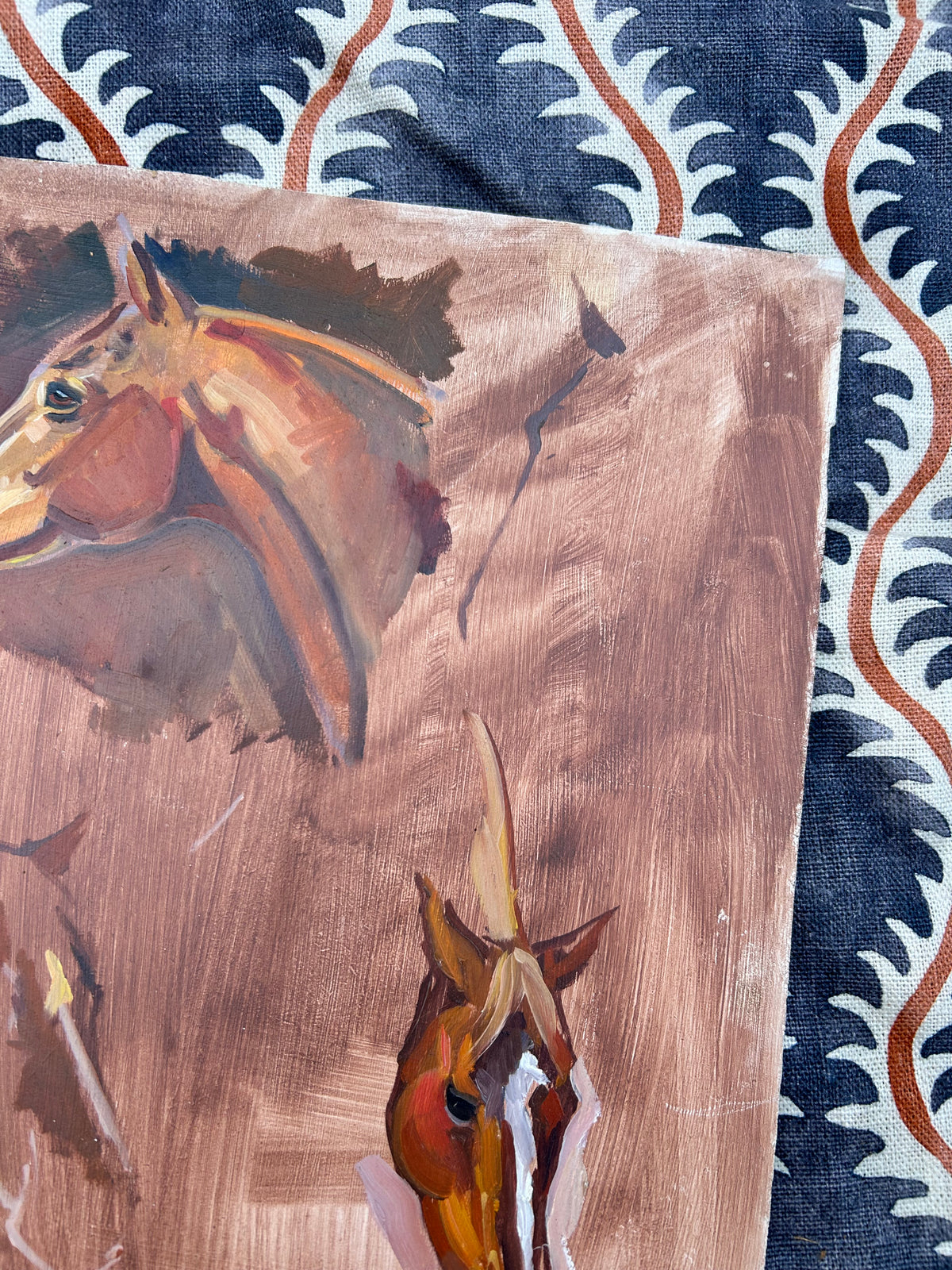 HORSES OIL ON BOARD