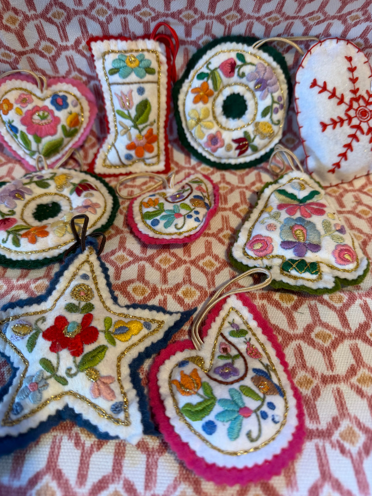 EMBROIDERED TREE DECORATIONS