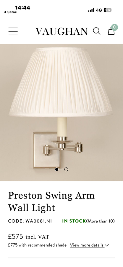 PAIR VAUGHAN WALL LAMPS