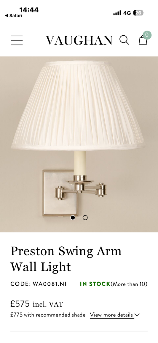 PAIR VAUGHAN WALL LAMPS