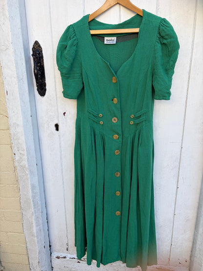 GREEN LINEN DRESS