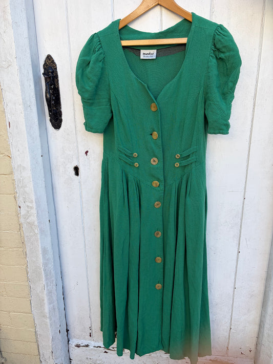 GREEN LINEN DRESS
