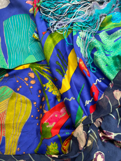 5 SILK SCARVES