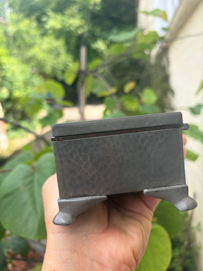 BEATEN PEWTER BOX