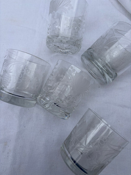 ETCHED WATER GLASSES