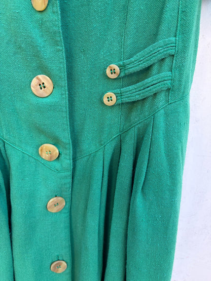 GREEN LINEN DRESS