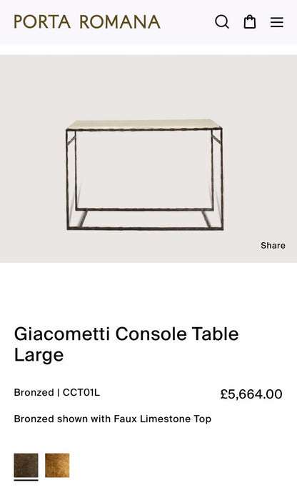PORTA ROMANA CONSOLE TABLE
