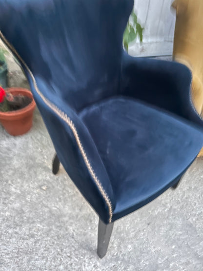 PAIR OF VELVET NAVY CHAIRS